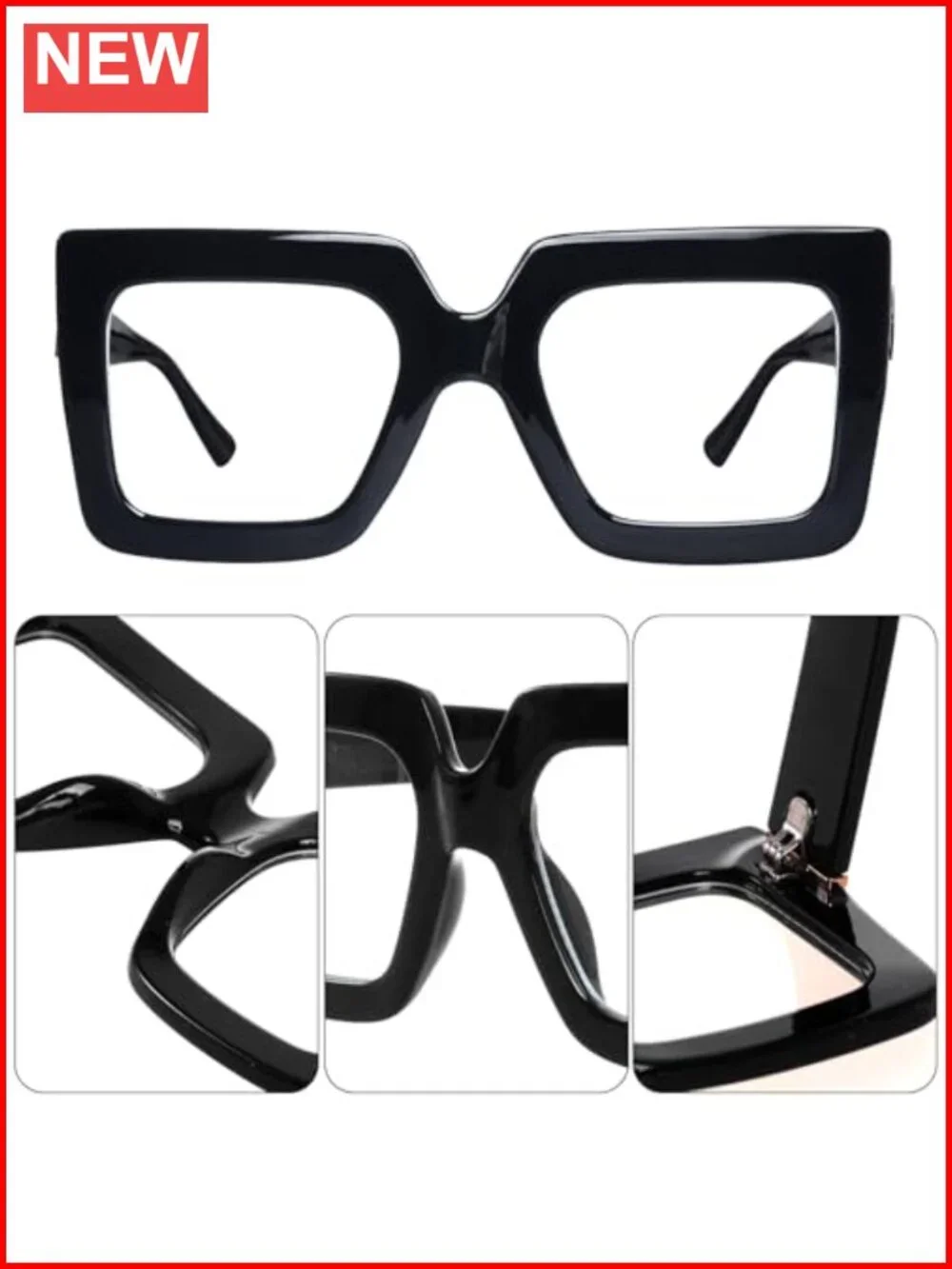 Oversized Square Blue Light Glasses 2-Pack Plastic Frame Computer Eyewear